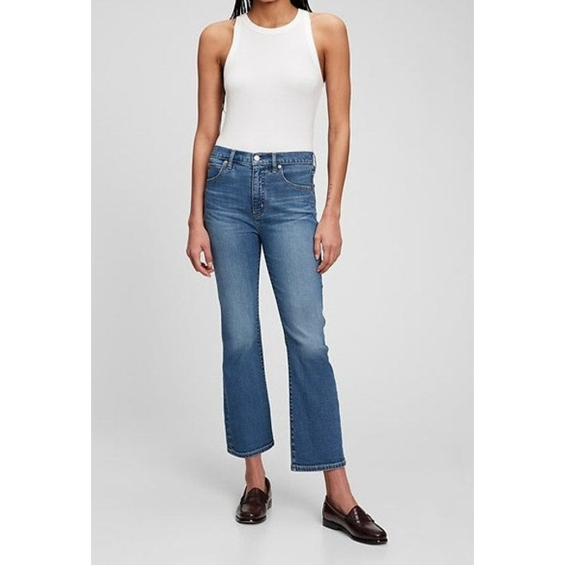 GAP High Rise Kick Fit Cropped Flare Jeans Blue 12 / 31