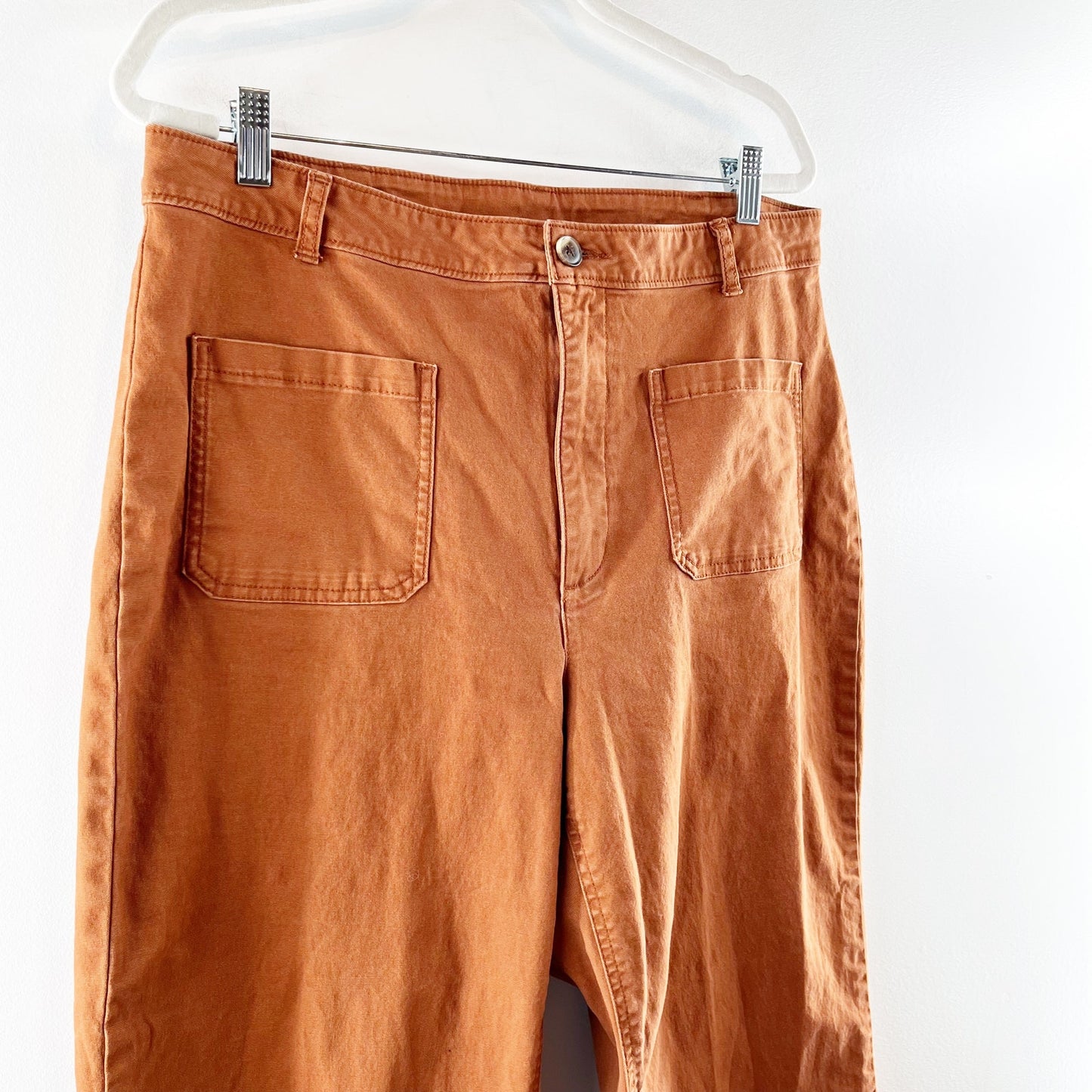 Old Navy High Rise Wide Leg Cropped Chino Pants Copper Penny Brown 14 Tall