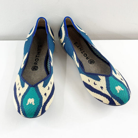 Rothy's Round Toe Moroccan Slip On Ballet Loafer Shoes Blue 9