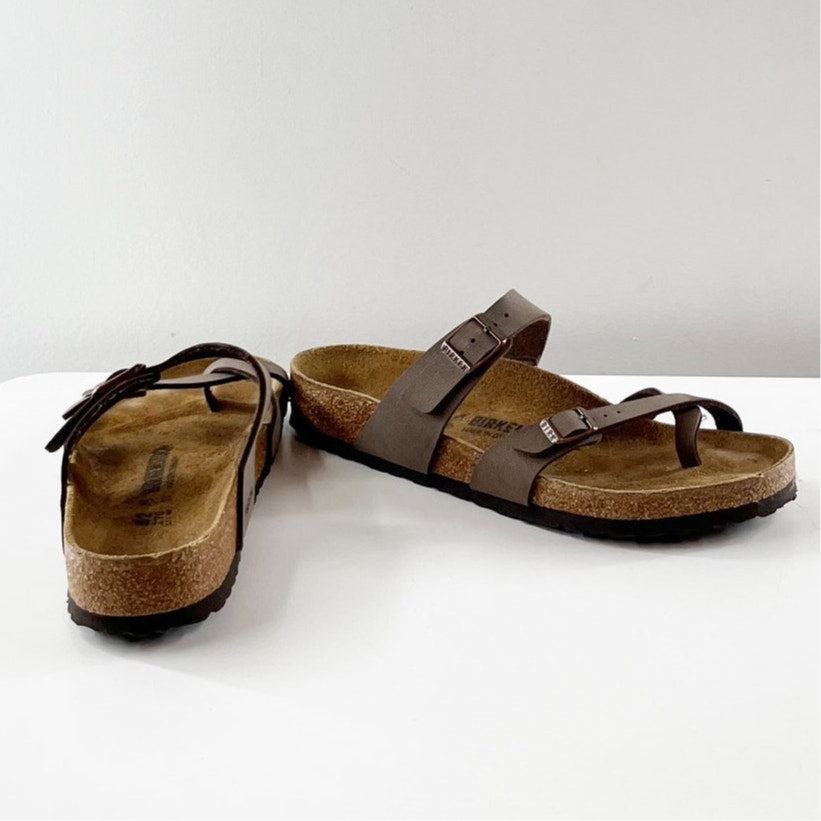 Birkenstock Mayari Birko-Flor Birkibuc Slip On Toe Loop Thong Sandals Mocca 42