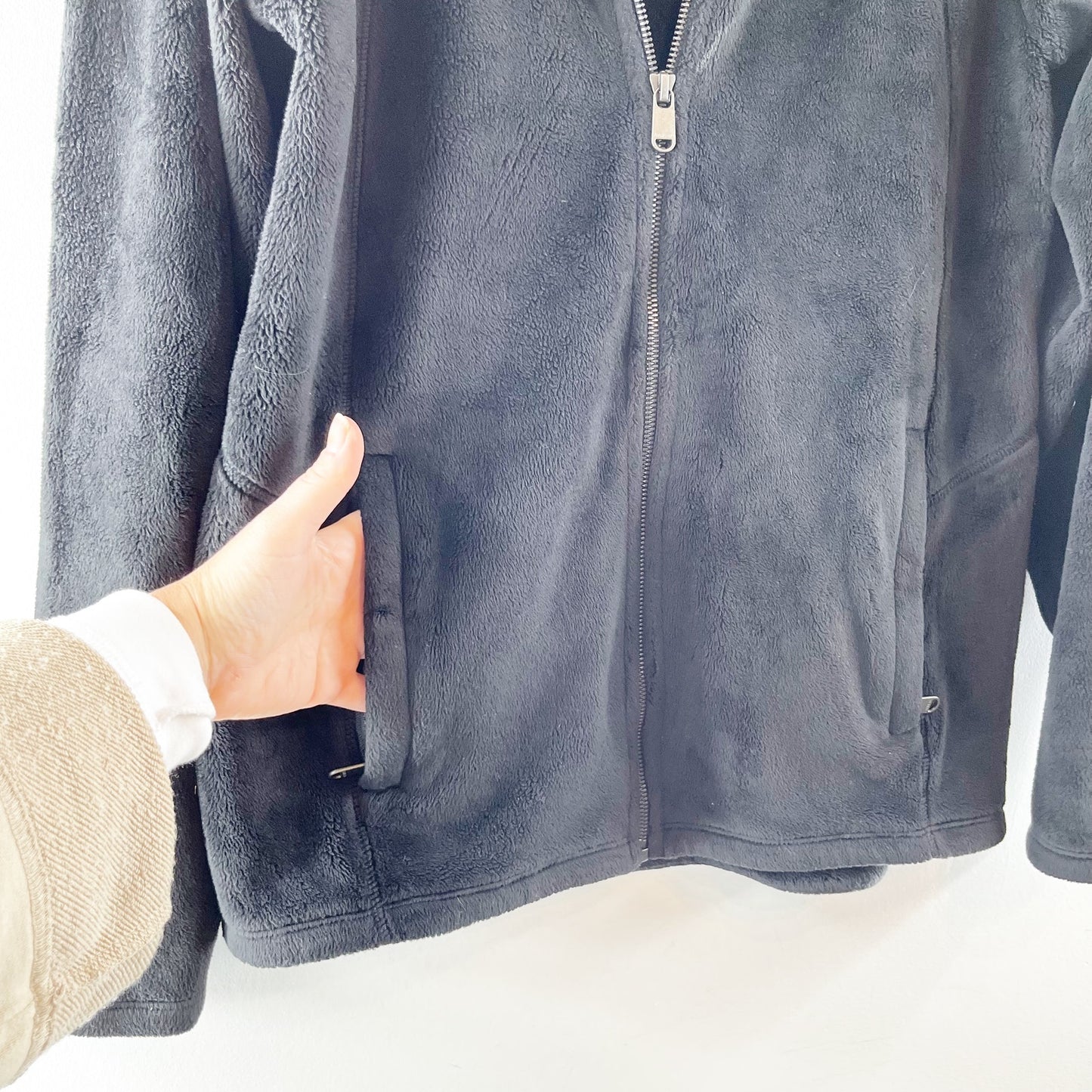 Athleta Recover Stretch Long Sleeve Full Zip Fleece Jacket Black Medium