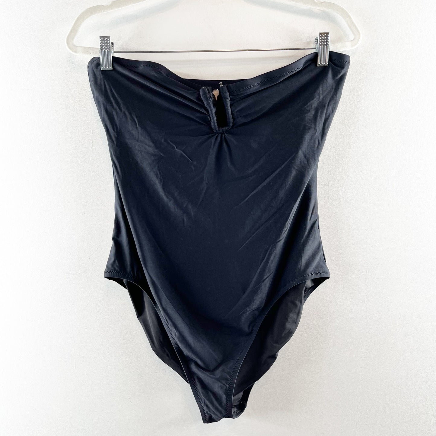 J. Crew Notched Wire Cutout Strapless One Piece Swimsuit Black 14