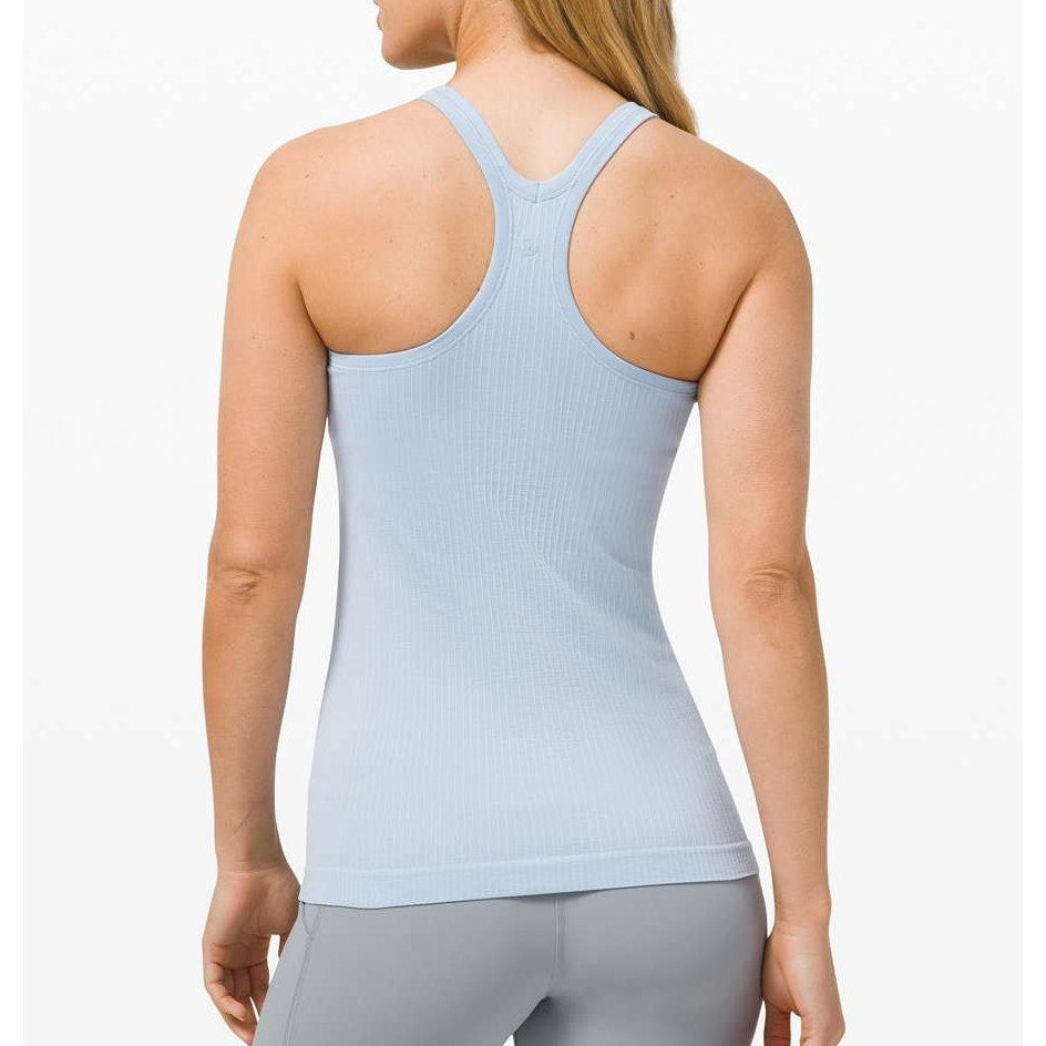 Lululemon Ebb To Street Tank Top Light Support For B/C Cup Blue Linen 6