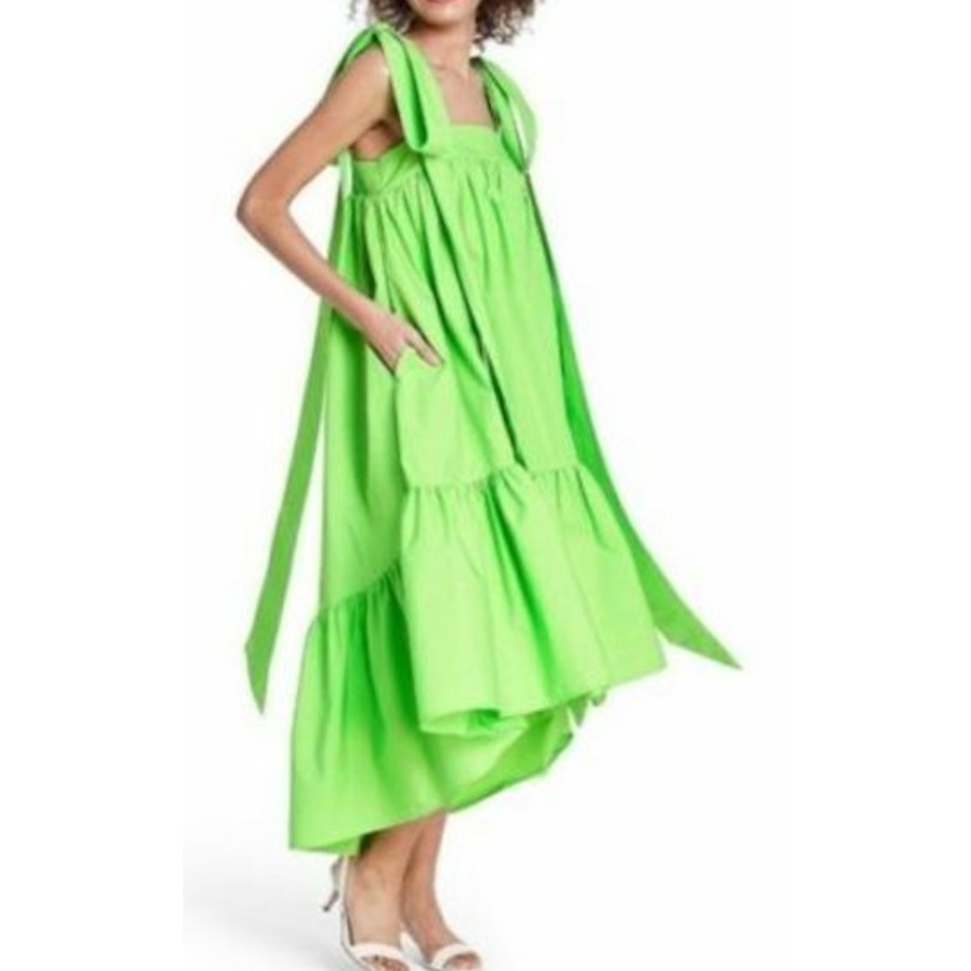 Christopher John Rogers x Target Tie Strap High Low Maxi Dress Green XS