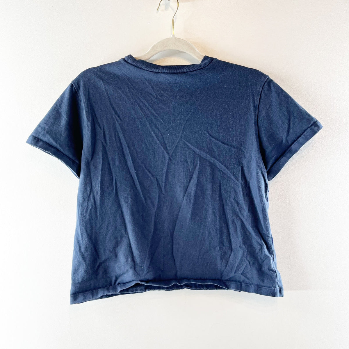 Reformation Organic Cotton Short Sleeve Crew Neck Cropped T-Shirt Blue Small