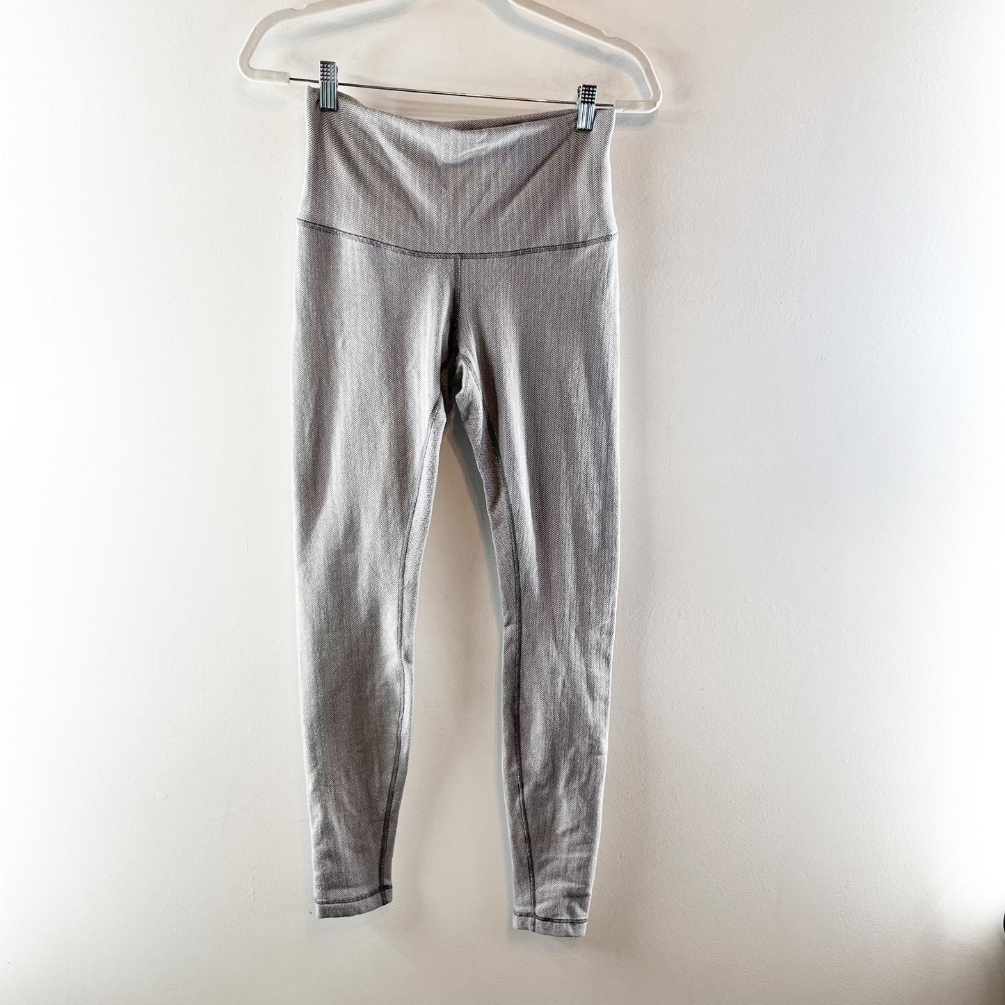 Lululemon Wunder Under High Rise Leggings Heathered Herringbone White Slate 8