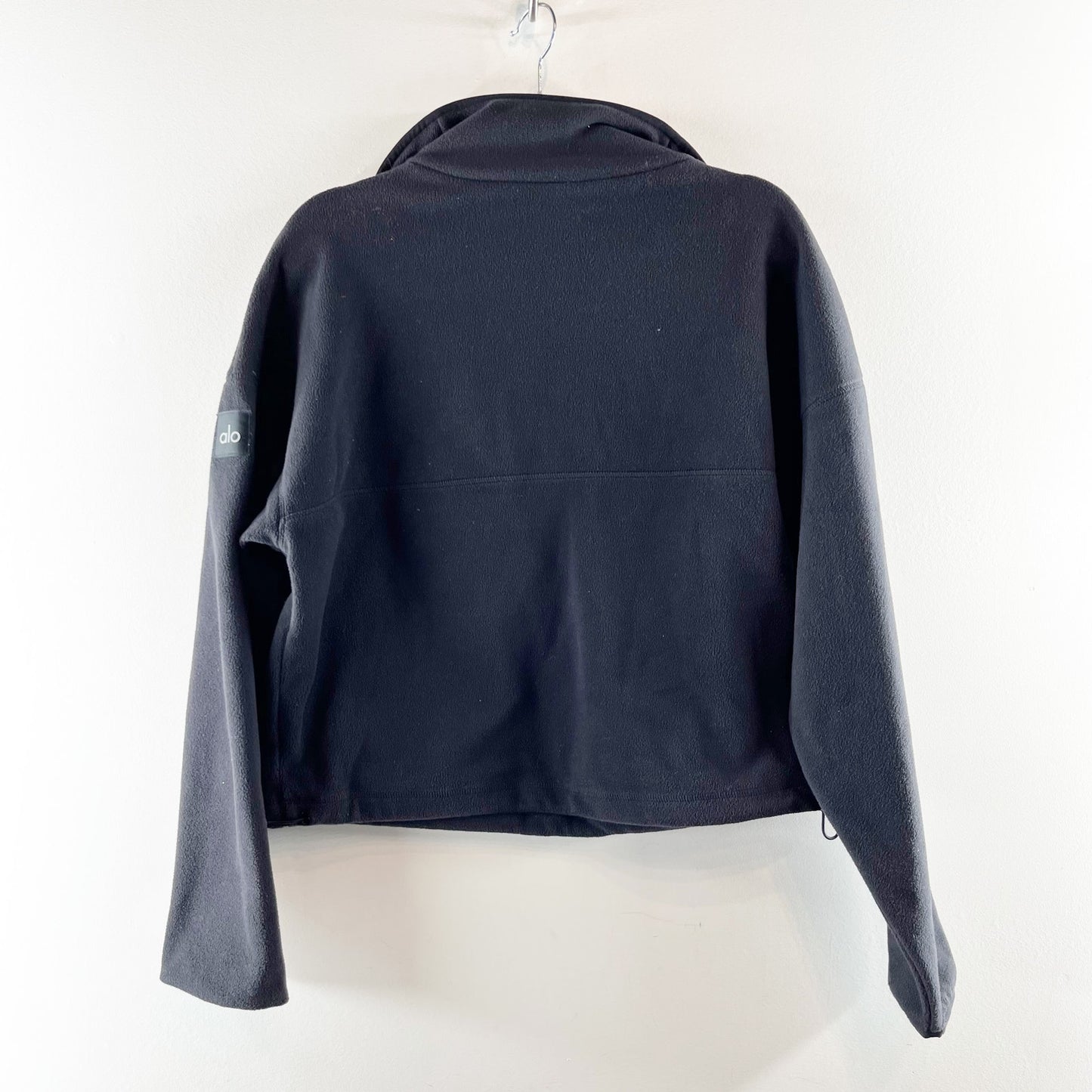 Alo Polar Fleece Retreat Cover Up Pullover 1/2 Zip Jacket Black Small