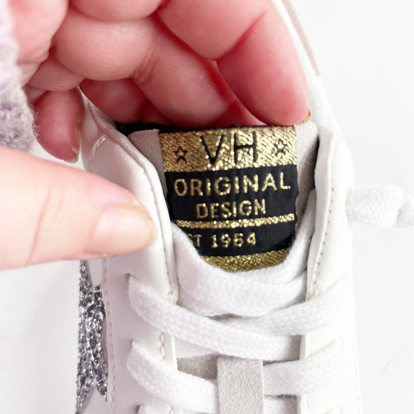 Vintage Havana Mighty Low Top Sneakers Silver Glitter Blue Striped Size 8