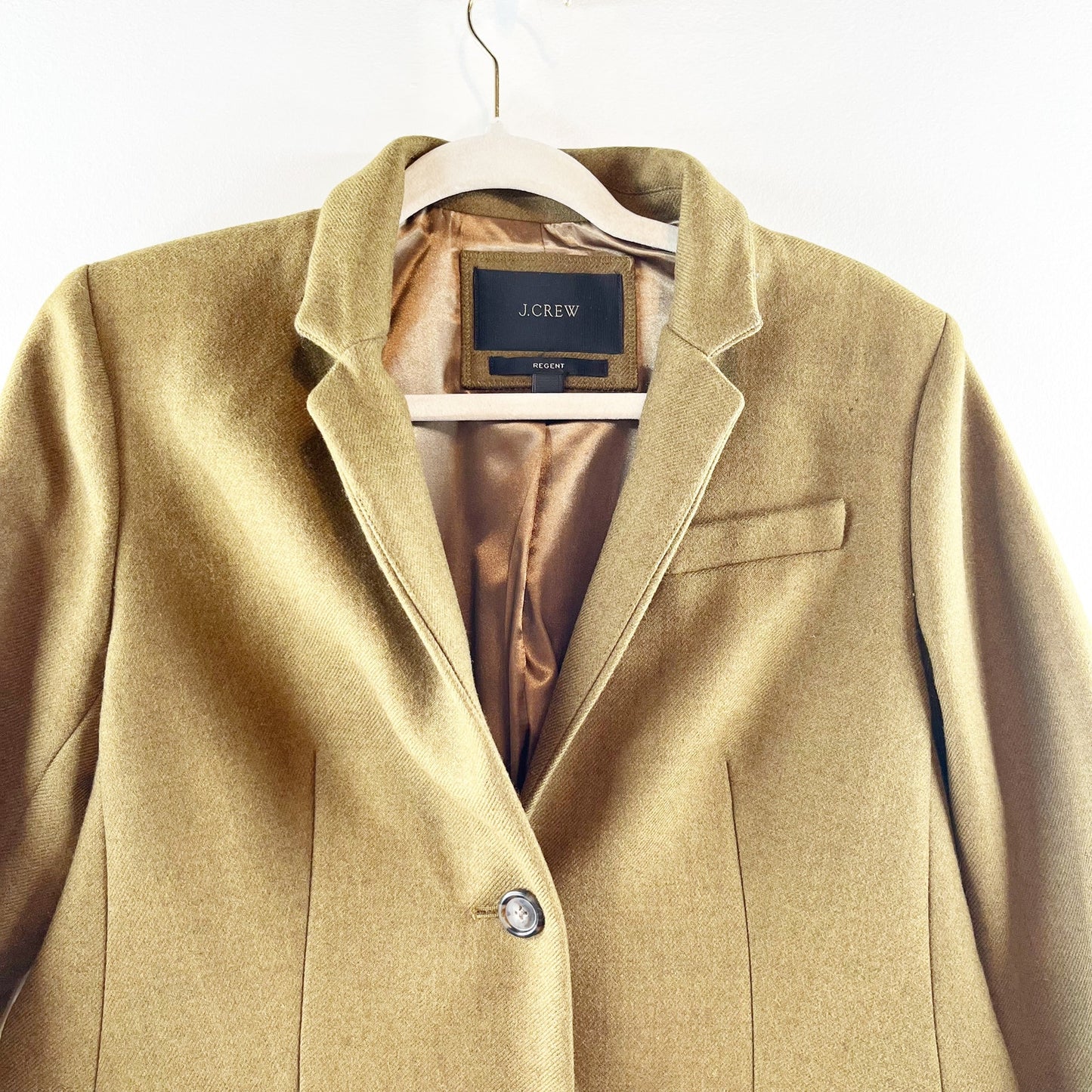 J. Crew Regent Long Sleeve Stand Collar Single Breasted Topcoat Heather Olive 10