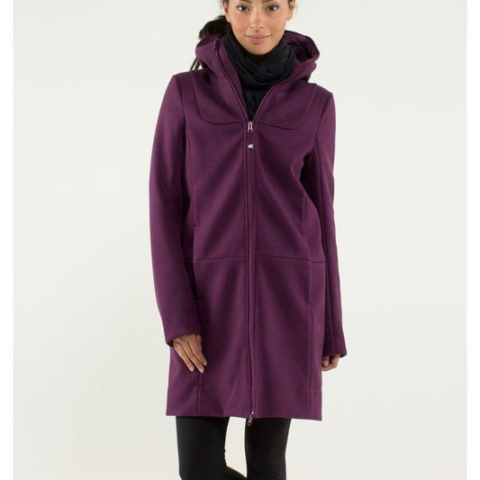 Lululemon City Softshell Parka Coat Jacket Tweed Plum Purple Medium