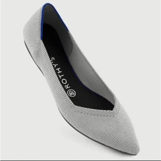 Rothy's Birdseye Point Pointed Toe Ballet Flats Shoes Gray 9