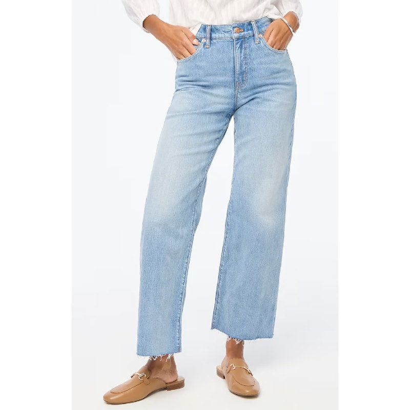 J. Crew Wide-Leg Cropped Jeans in All-Day Stretch Blue 31 / 12