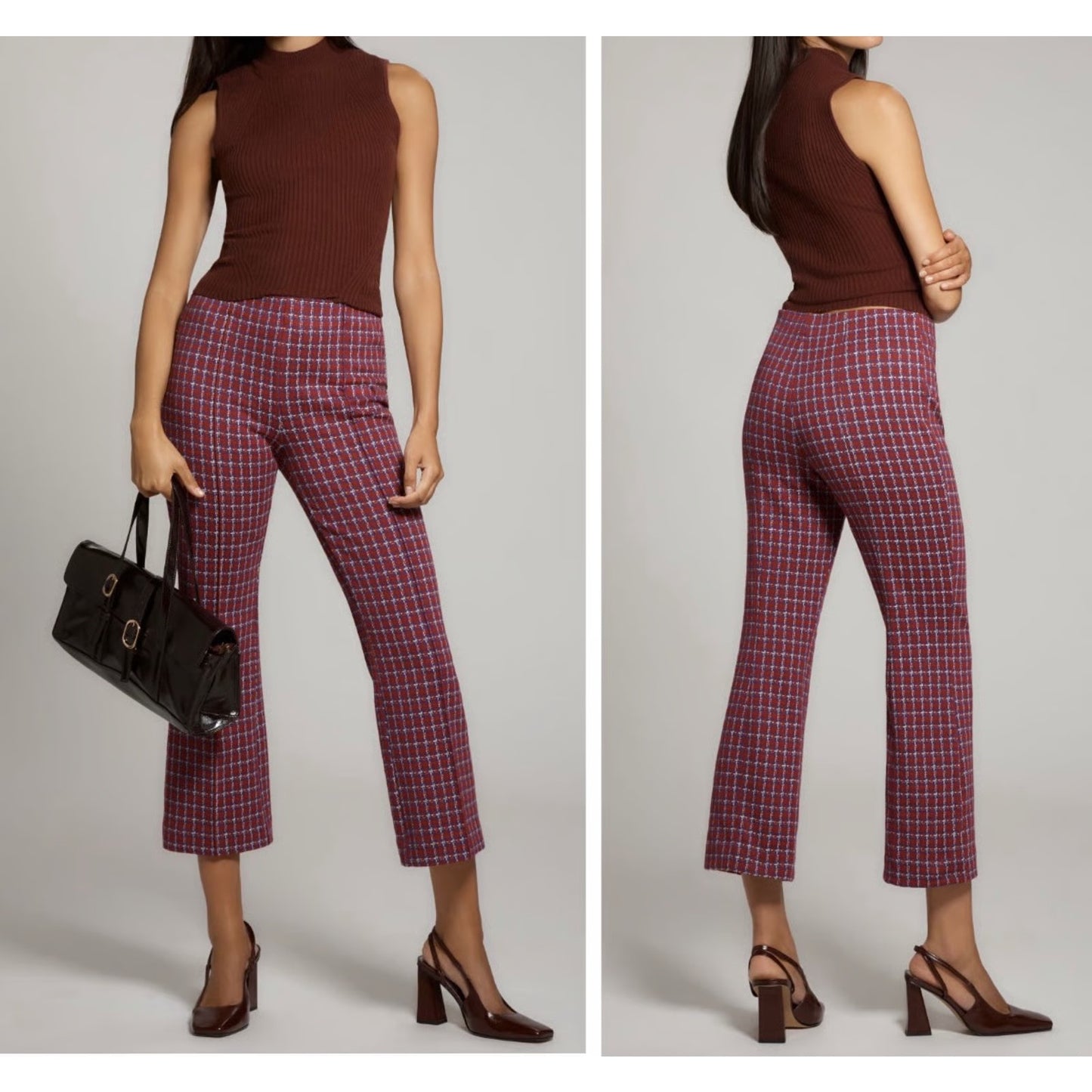 Maeve The Margot High Waisted Kick-Flare Cropped Pants Purple Red Small
