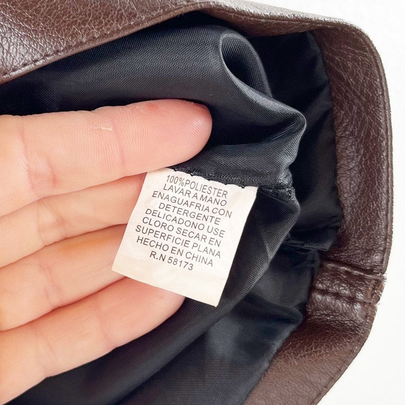 RAGA Nyla Faux Leather High Waisted A Line Mini Skirt Chocolate Brown Large