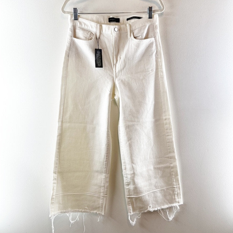 Banana Republic High Rise Wide Leg Cropped Raw Hem Jeans White 29