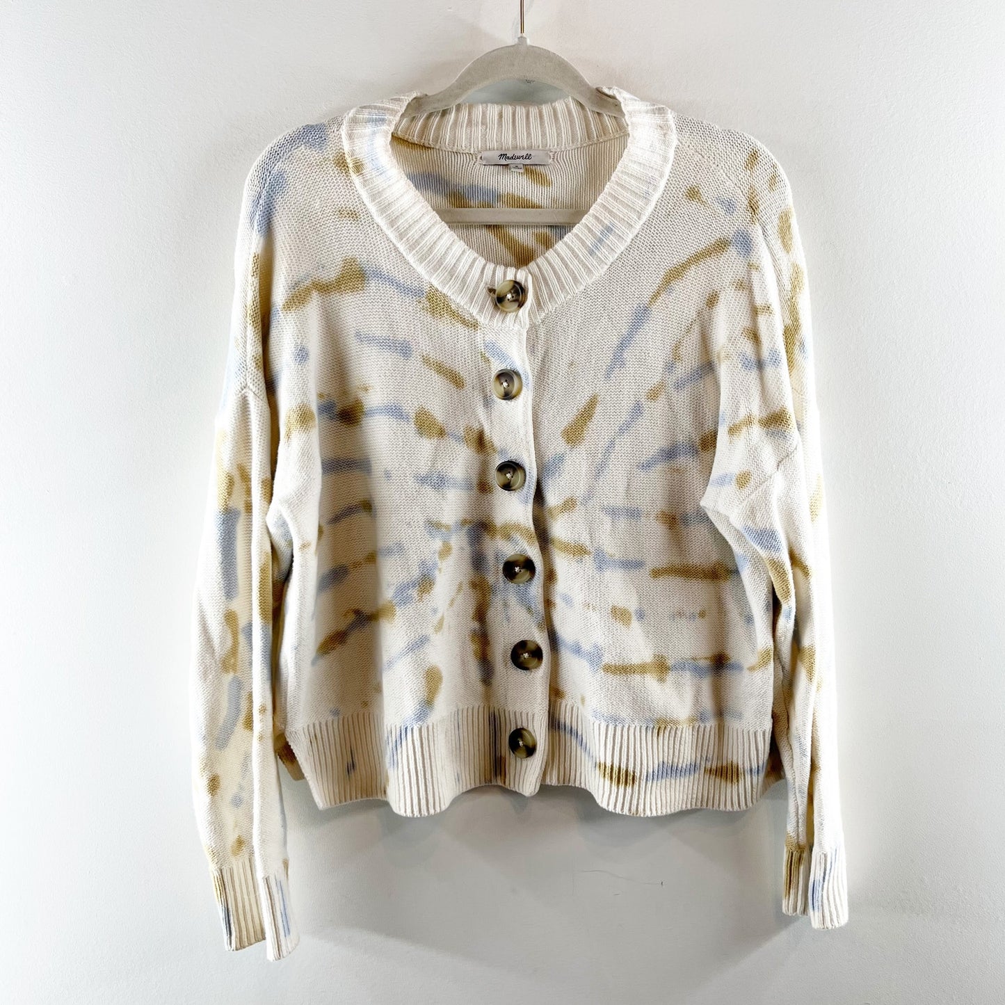 Madewell The Tie Dye Broadway Cardigan Sweater White Cream Medium