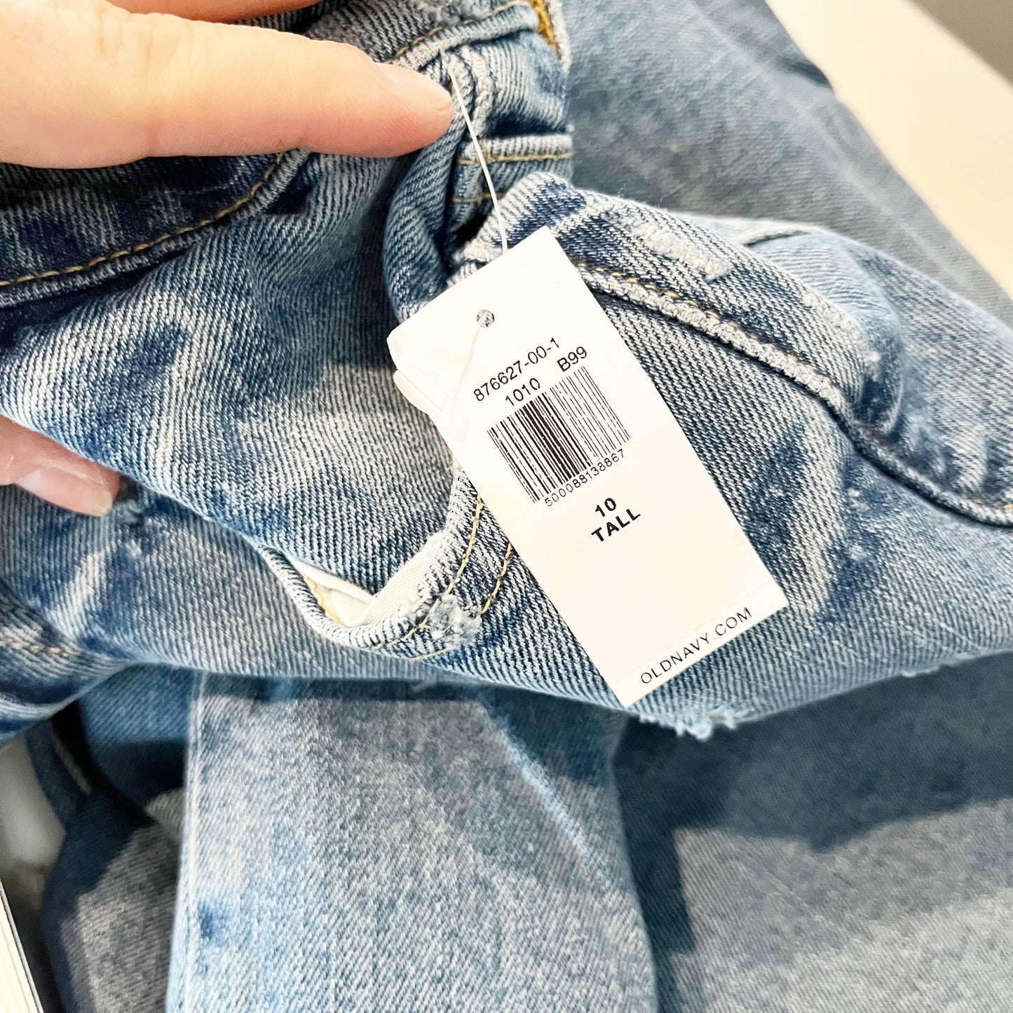 Old Navy High Rise Loose OG Secret Smooth Pockets Ripped Jeans Blue 10 Tall