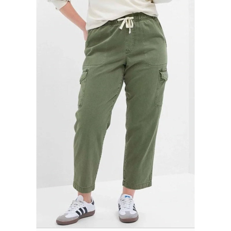 GAP Easy Jean High Rise Cargo Cotton Ankle Pants Green Large