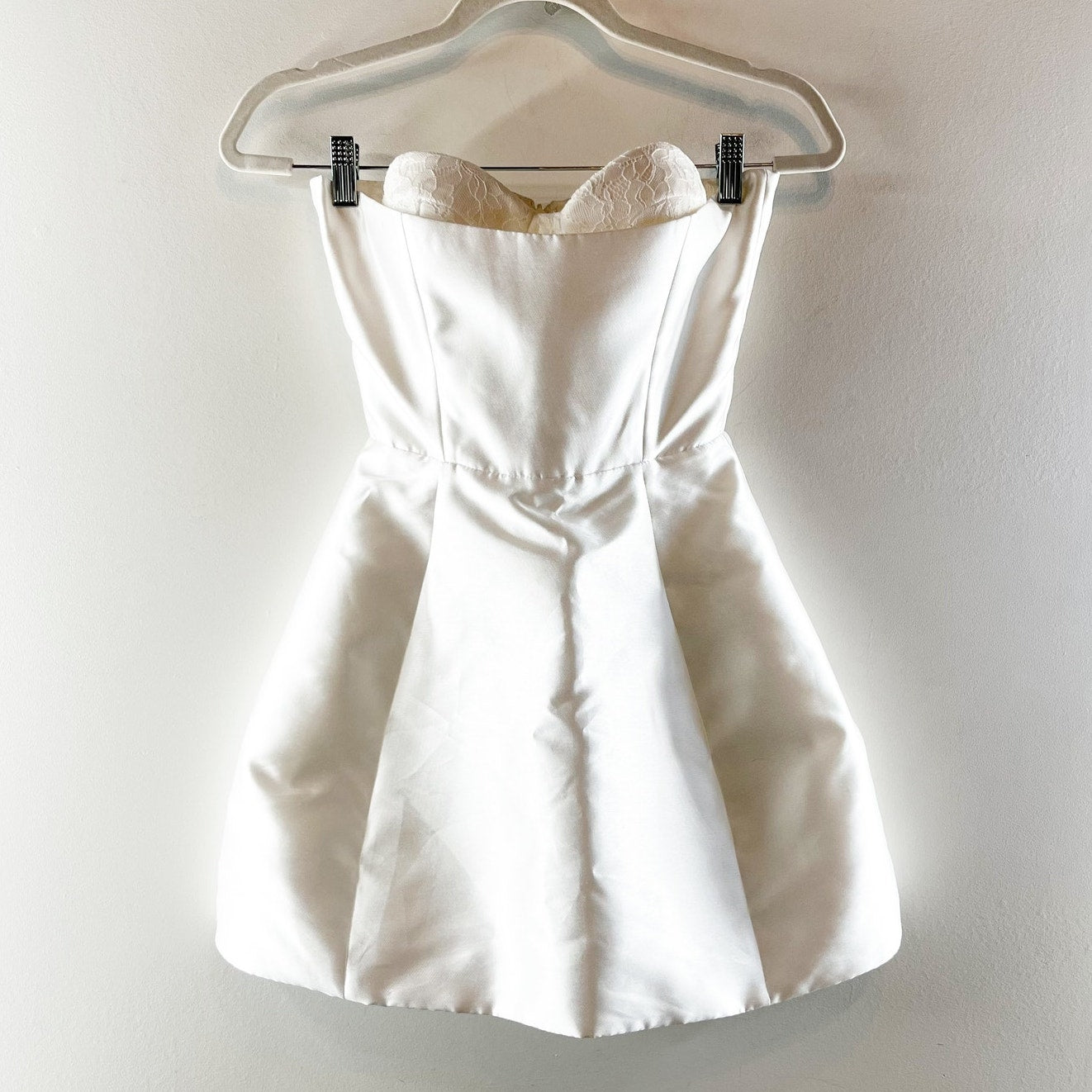 Betta La Betta Strapless Peekaboo Bust Fit and Flare Mini Dress White 6