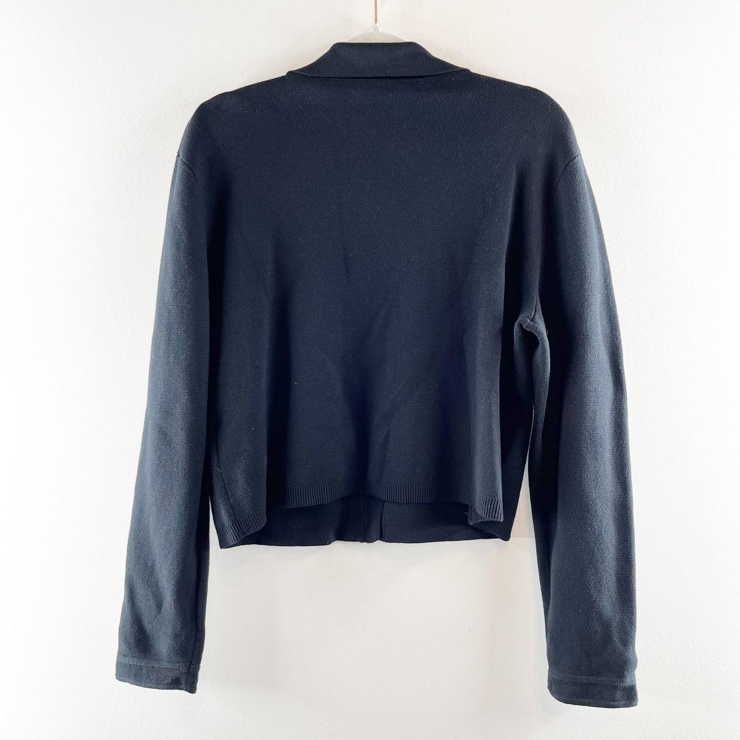 J. Crew Long Sleeve Patch-Pocket Button-Front Knit Sweater Lady Jacket Black L