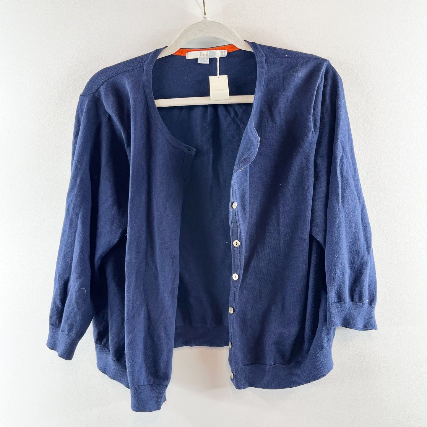Boden 3/4 Sleeve Button Up Cardigan Sweater Navy Blue 18