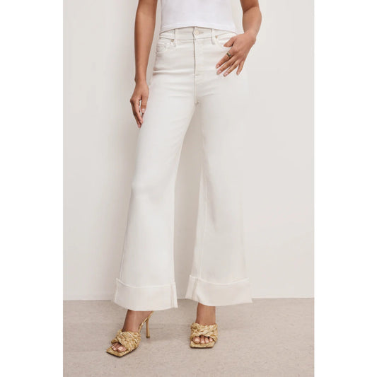 Good American Soft Tech Good Skate High Rise Loose Leg Crop Jeans 28" White 4