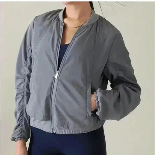 Athleta Wayfarer Bomber Full Zip Jacket Coastline Blue Small