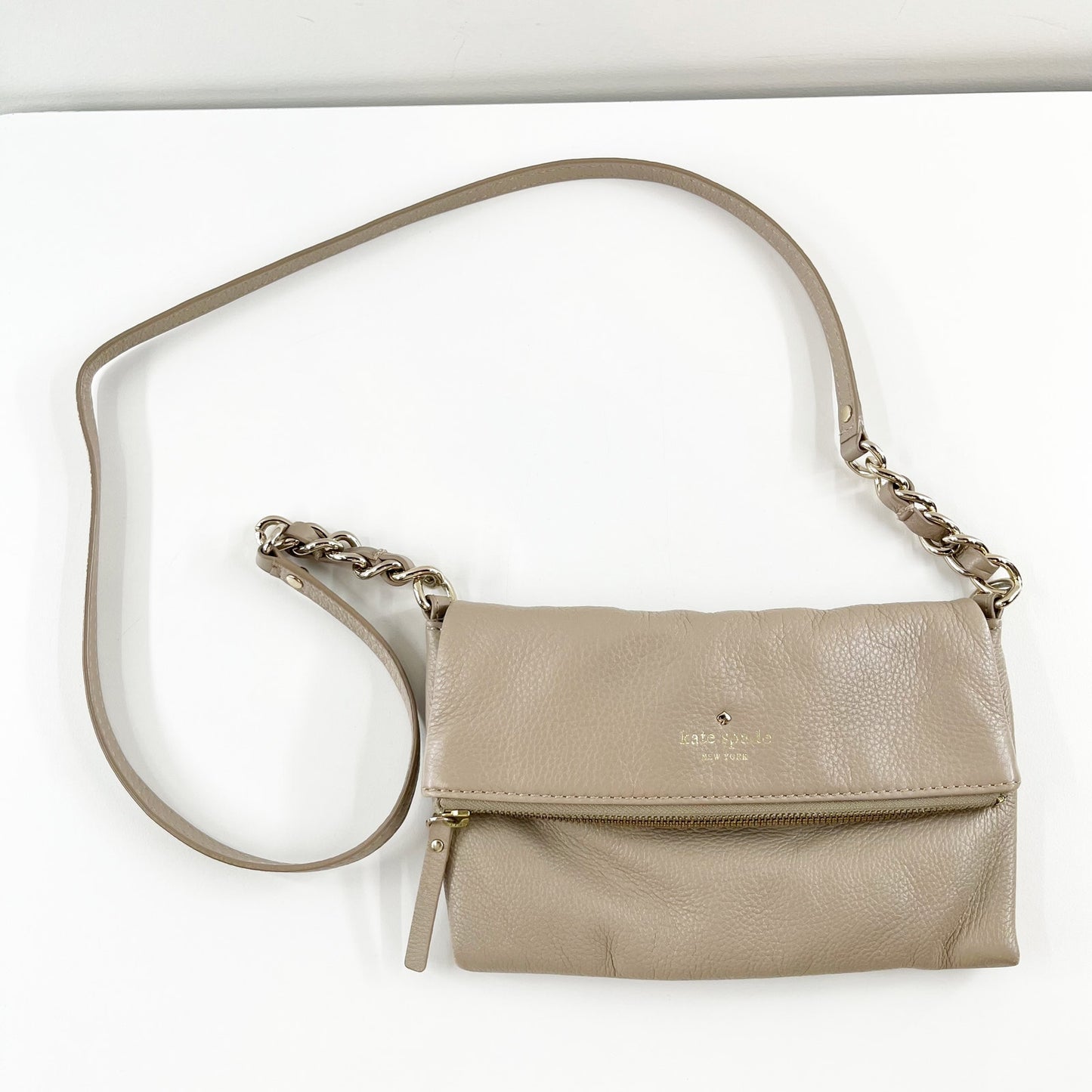 Kate Spade Cobble Hill Crossbody Leather Purse Bag Beige Tan