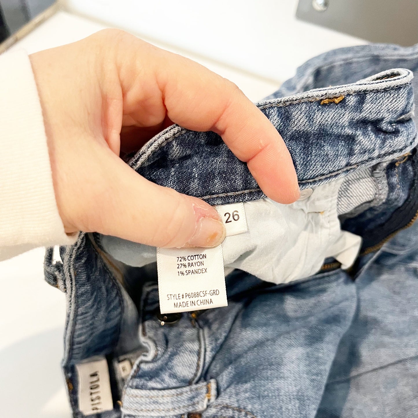 Pistola Lennon High Rise Distressed Crop Bootcut Jeans Medium Wash 26