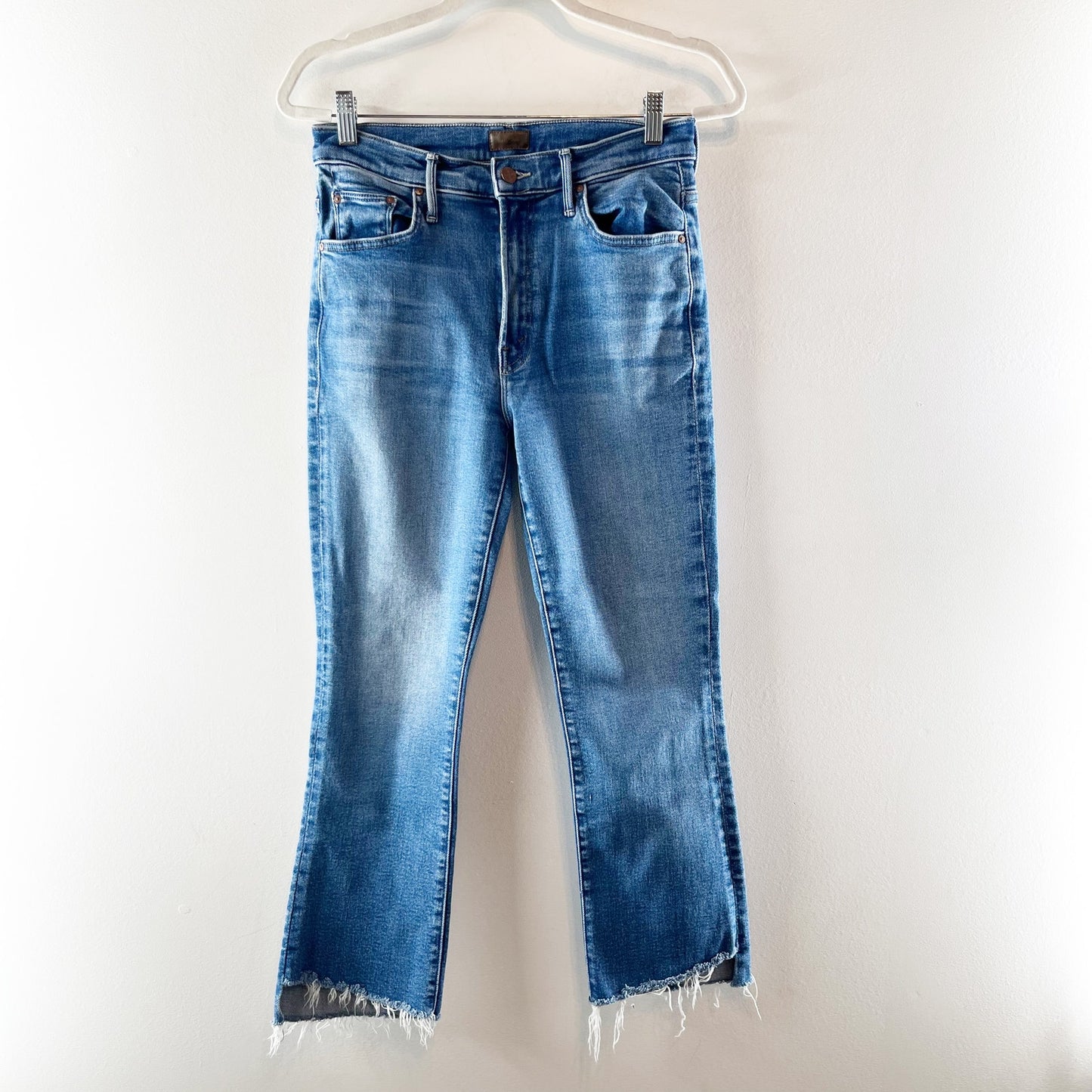 Mother The Insider Step Fray Denim Crop Bootcut Jeans Work Hard Play Hard 29