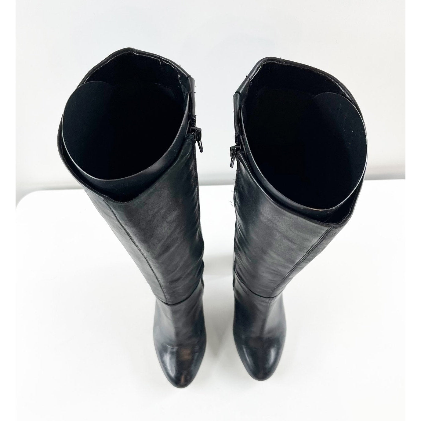 Lord & Taylor Kamille Leather Block Heel Knee High Boots Black 7.5