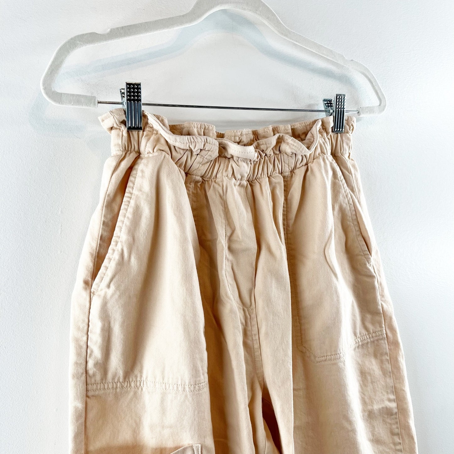 Anthropologie High Rise Paperbag Cropped Utility Pants Tan Khaki XS