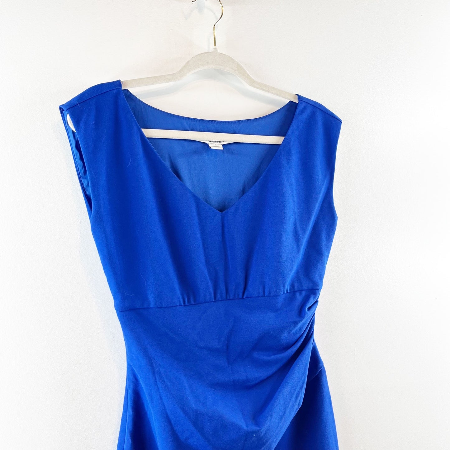 Diane Von Furstenberg Bevin Cap Sleeve Ruched Mini Shift Dress Royal Blue 4