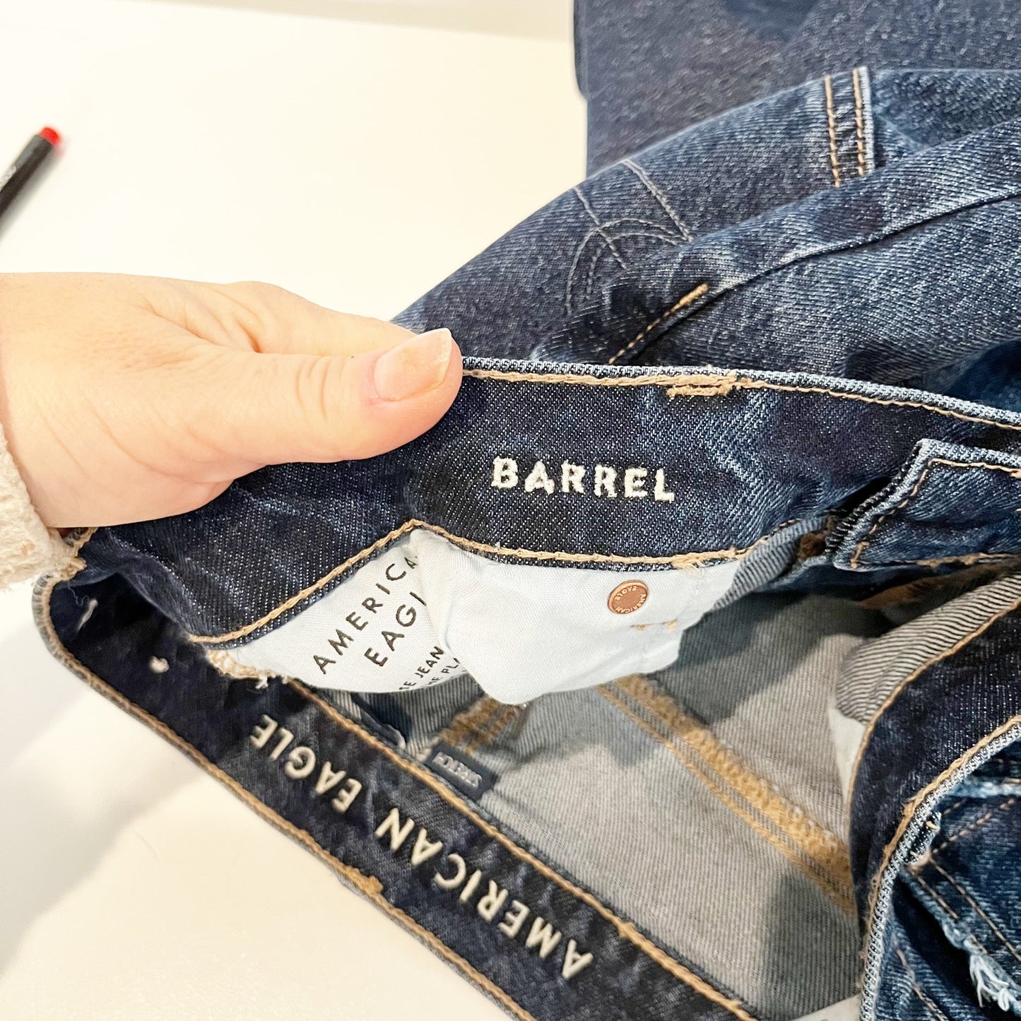 American Eagle Outfitters High Rise Stretch Denim Barrel Jeans Blue 8 Short