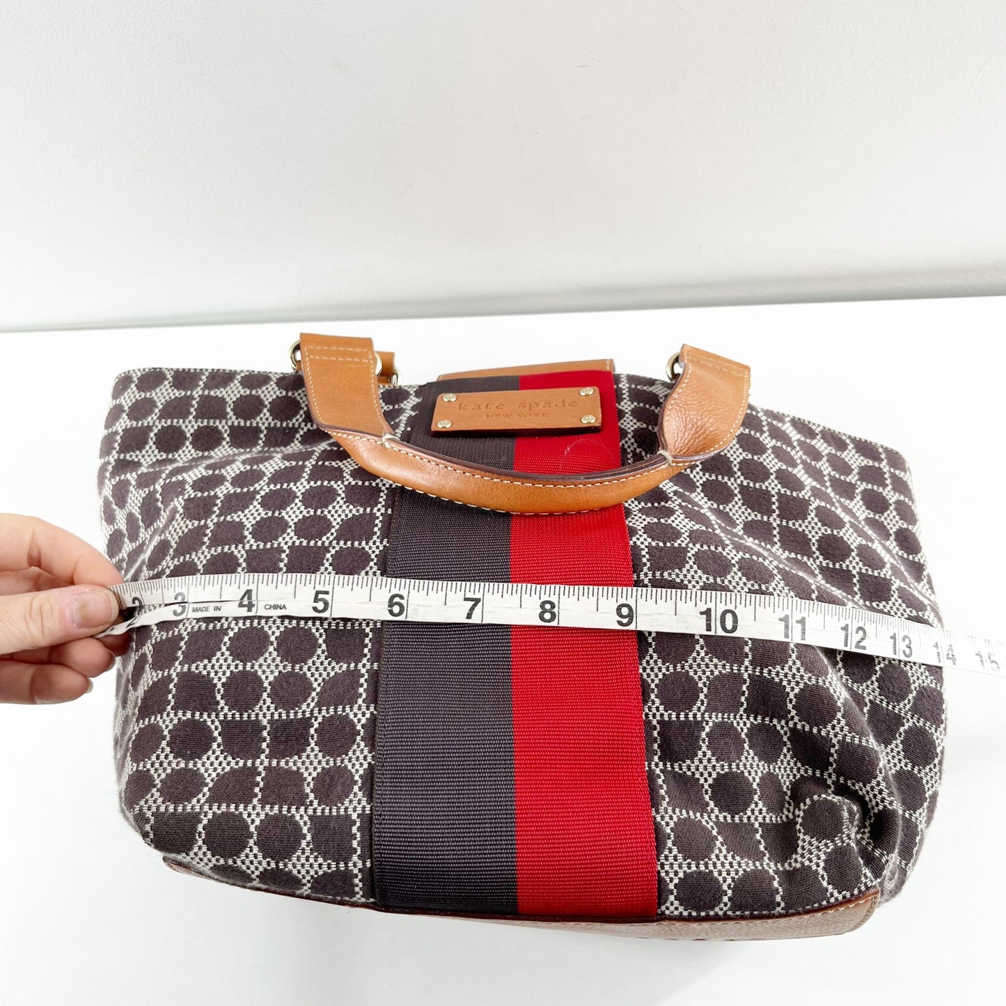 Kate Spade Noel Tracy Classic‎ Bucket Tote Medium Leather Handbag Purse Blue Red