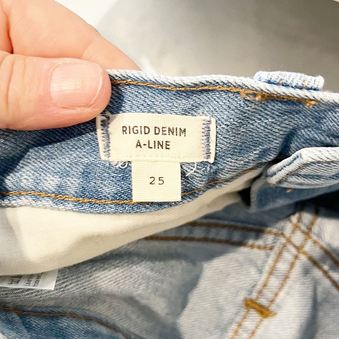 Madewell A‎ Line Rigid Denim Mini Skirt Blue 25