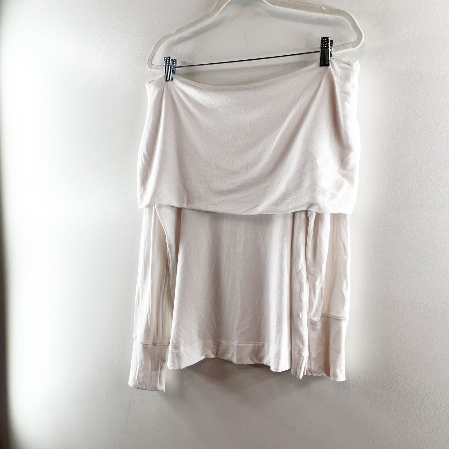 Lilly Pulitzer Belinda Off The Shoulder Long Sleeve Sweatshirt Top White Large