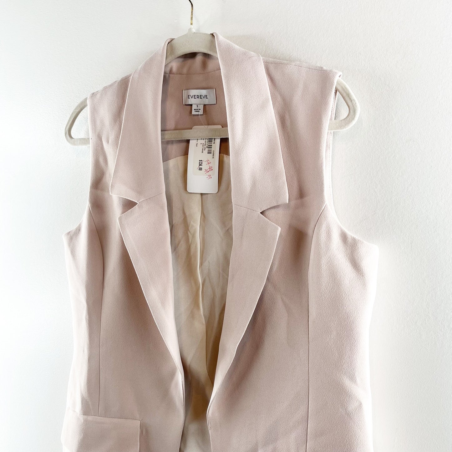 Evereve Winona Open Longline Blazer Vest in Dusty Rose Pink Small