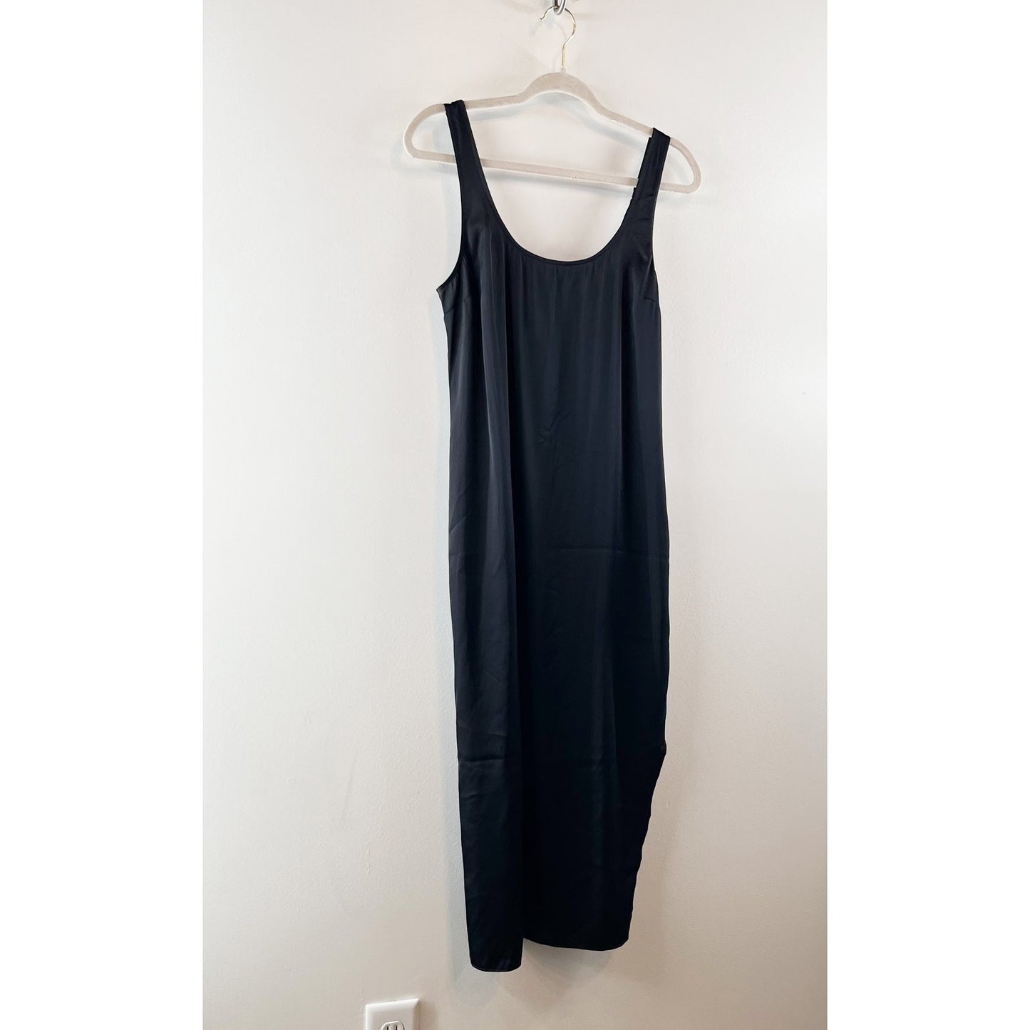 Abercrombie & Fitch Satin Slip Midi Dress Black XS