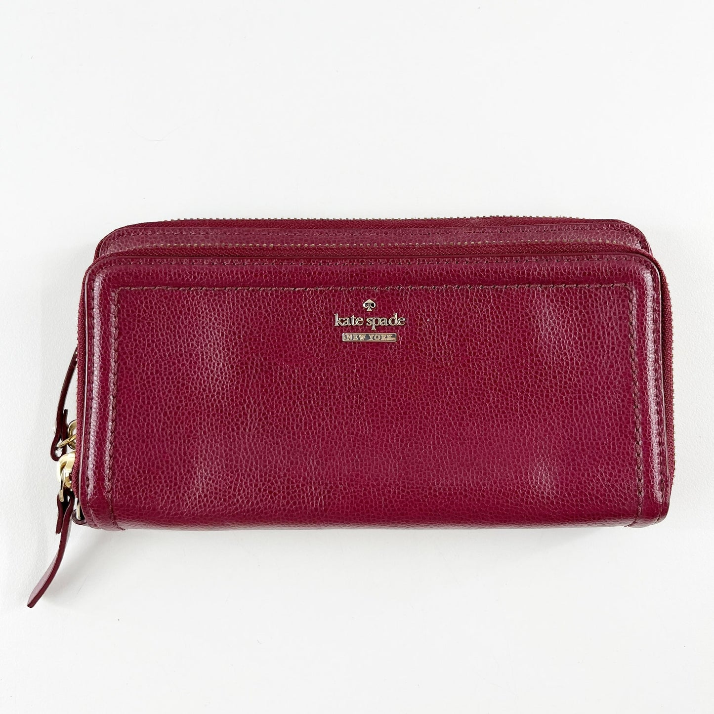 Kate Spade Jeanne Large Rectangle Double Zip Wallet Maroon Red