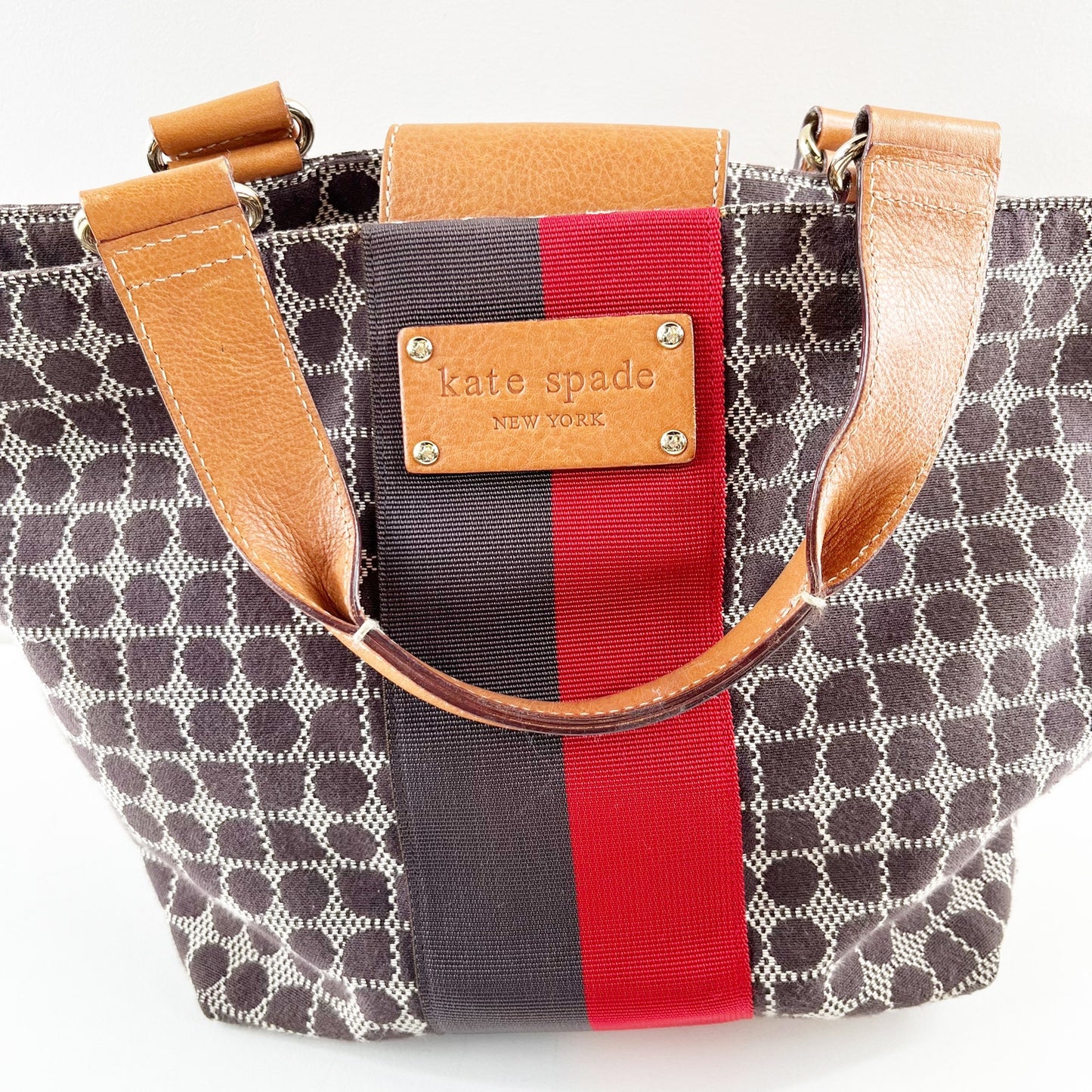 Kate Spade Noel Tracy Classic‎ Bucket Tote Medium Leather Handbag Purse Blue Red