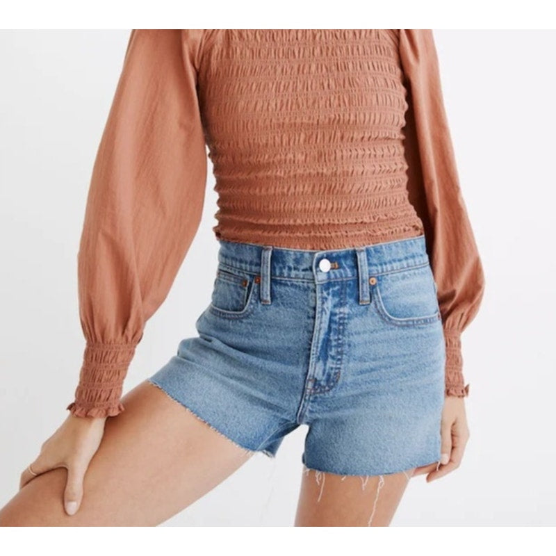 Madewell Mid Rise Perfect Jean Cutoff Denim Shorts Blue 24