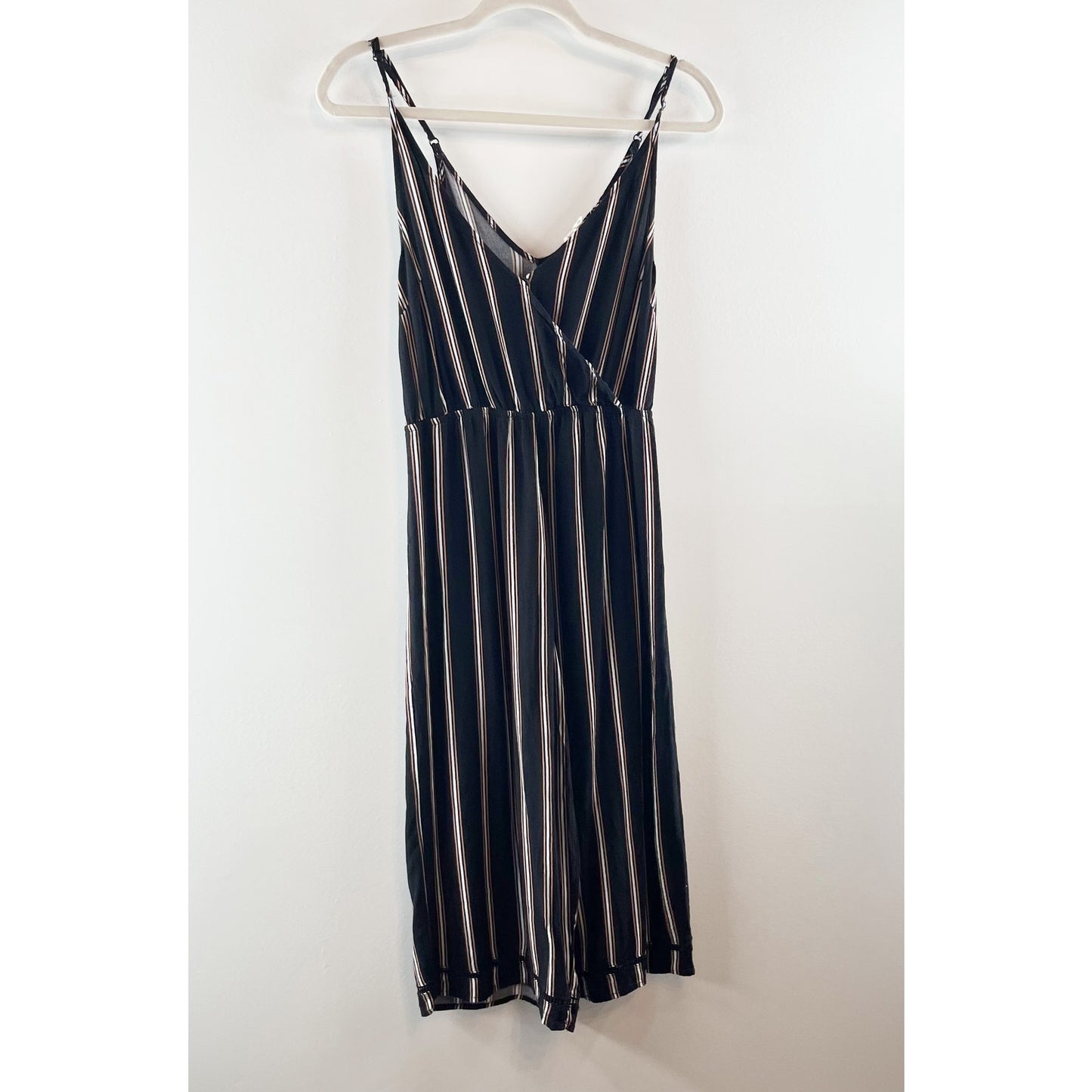 LA Hearts PacSun Striped Tank Cropped Wide Leg Jumpsuit Black XS