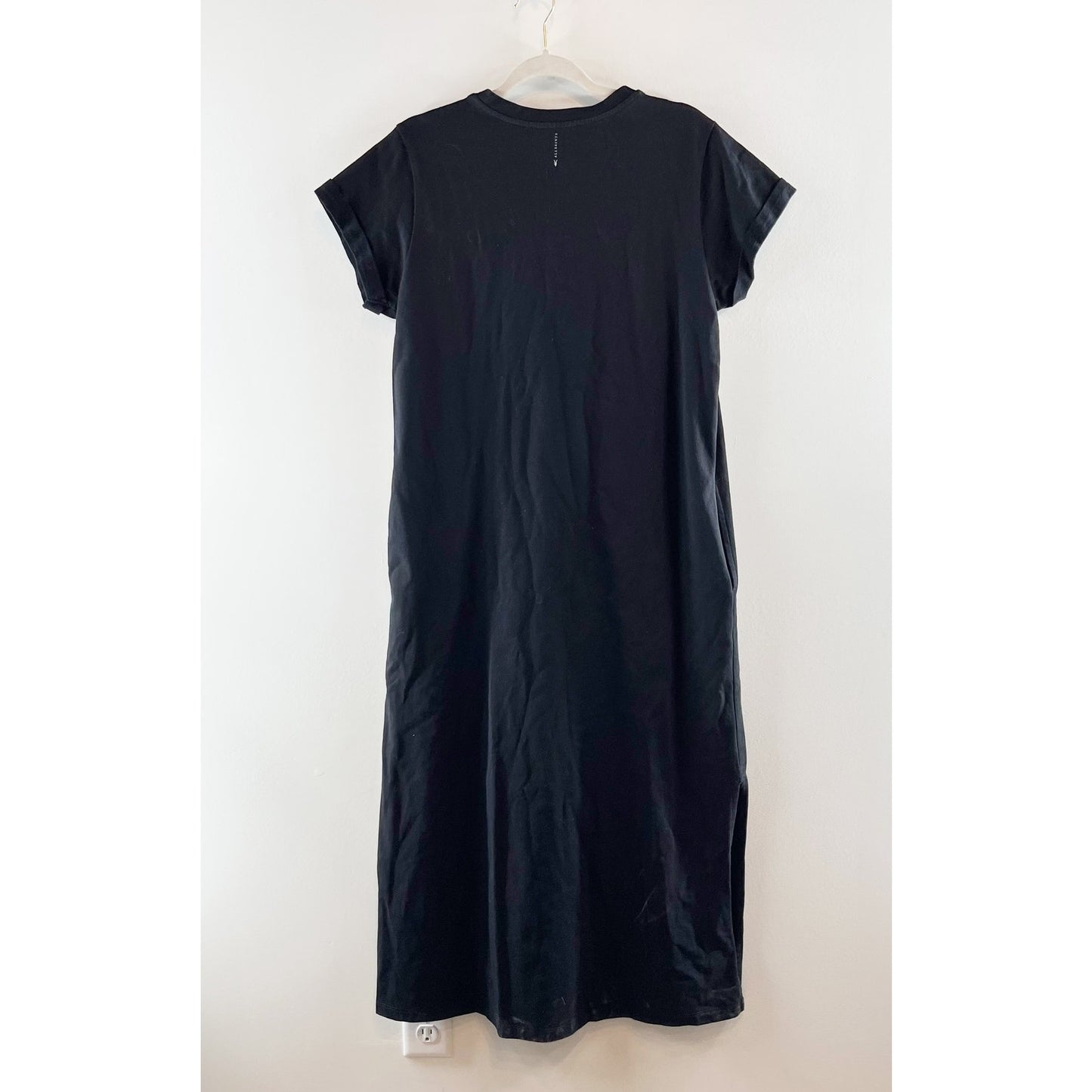 Allsaints Anna Crew Neck Short Sleeve Cotton Maxi T-Shirt Dress Black 8