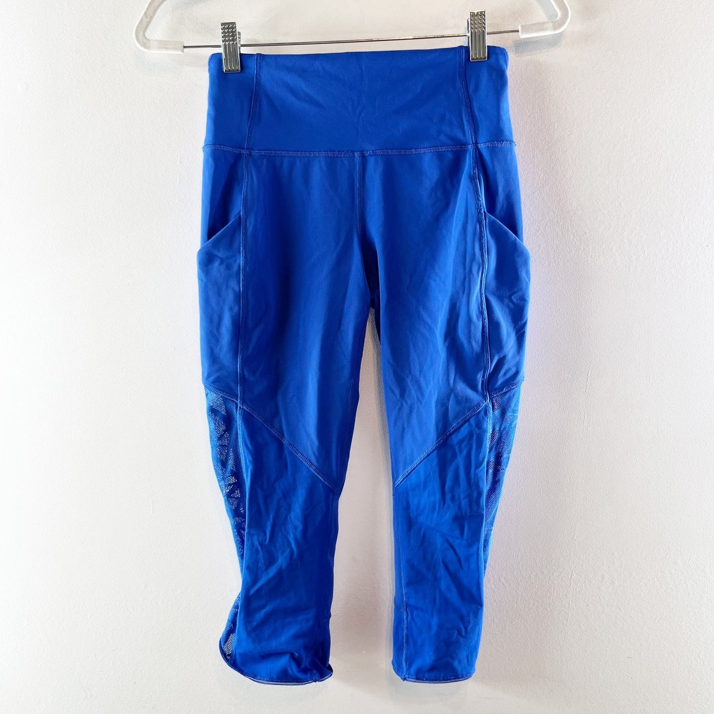 Lululemon Cropped Side Pockets Running Yoga Pants Leggings Royal Blue 6