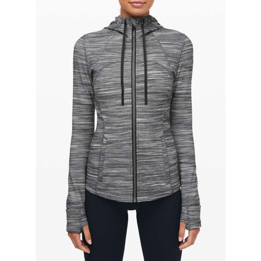 Lululemon Hooded Define Full Zip Jacket Nulu Heathered Black Gray 6