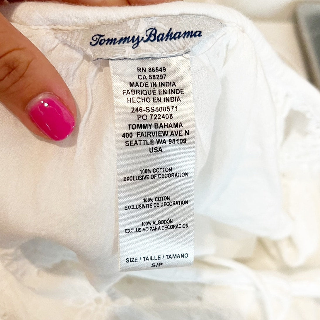Tommy Bahama Harbour Cover-Up Mini Eyelet Dress White Small