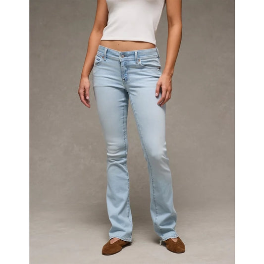 American Eagle Low Rise Kick Boot Cut Jeans Light Wash Blue 14
