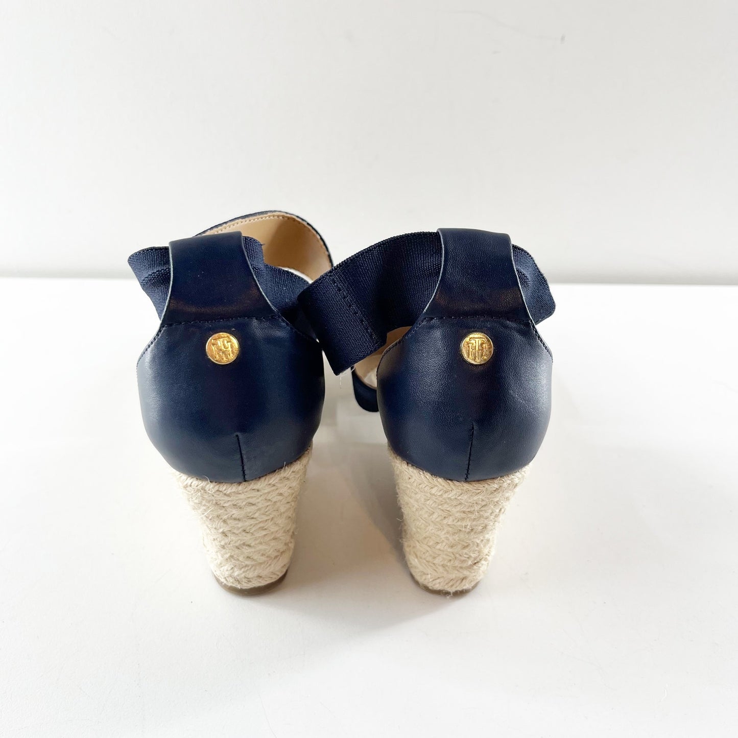 Tommy Hilfiger Yemina Ankle Strap Espadrille Wedge Sandals Navy Blue 6