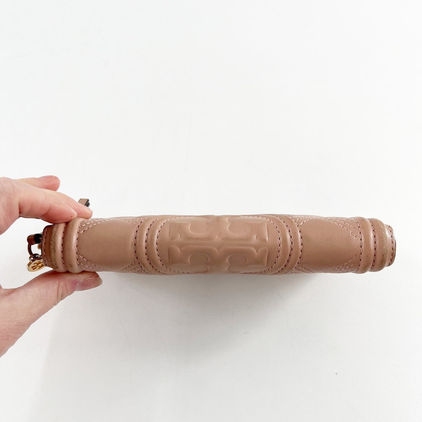 Tory Burch Flemming Continental Zip Around Leather Wallet Pink